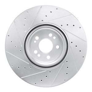 Mercedes-Benz GLE450e Brake Rotor (1) - Front Right - R1 Concepts - Drilled & Slotted - Silver - `20-`26